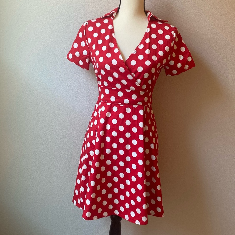 Red/White Polka Dot Dress with Belt